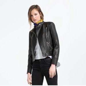 zara online leather jacket